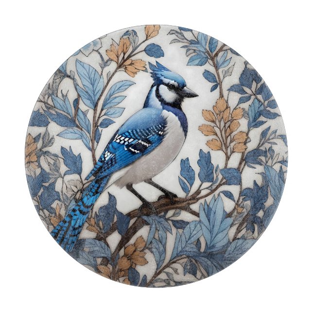 Elegant Blue Jay William Morris Inspiriert Schneidebrett (Vorderseite)