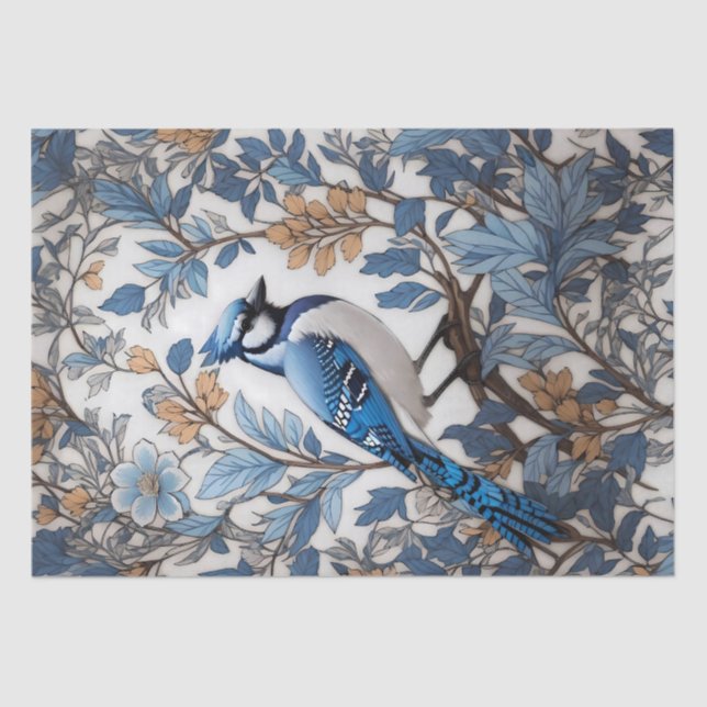 Elegant Blue Jay William Morris Inspiriert Seidenpapier (Vorderseite)