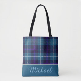 Elegant Blue Kariert Tartan Personalisiert Name Sc