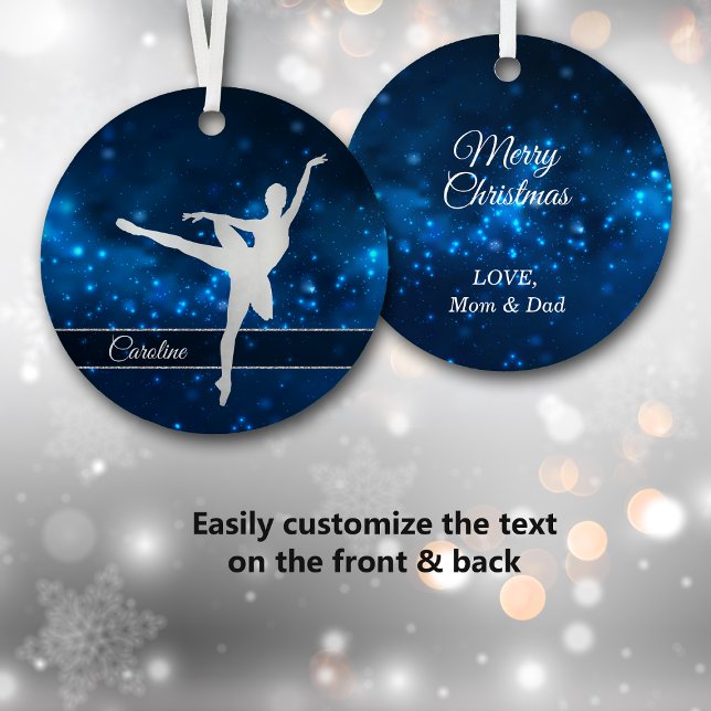 Elegant Blue Lights Silver Dancer Ornament Aus Metall (Von Creator hochgeladen)
