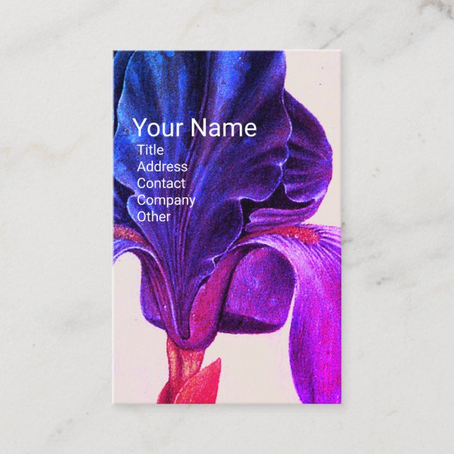ELEGANT BLUE LILA IRIS Monogramm Visitenkarte (Vorderseite)