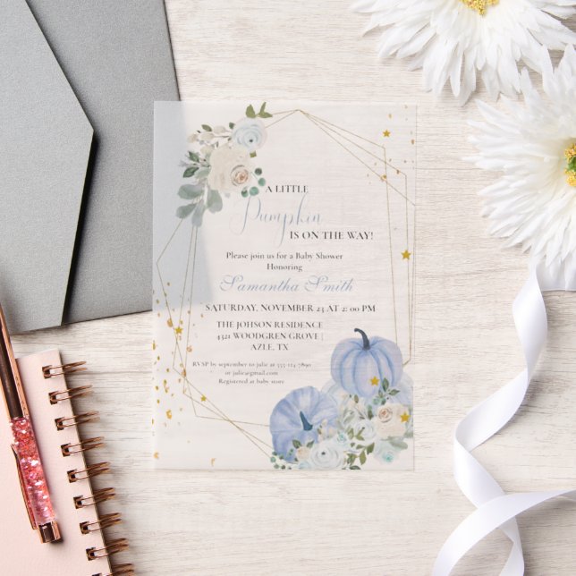 Elegant Blue Little Pumpkin Boy Baby Shower (Hochzeit)