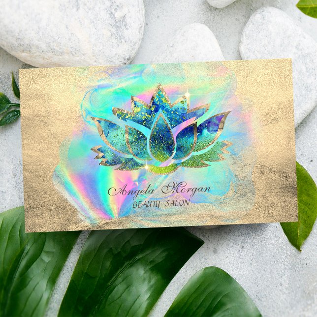 Elegant Blue Lotus Blume Holographic Inc Visitenkarte (Von Creator hochgeladen)