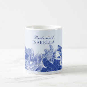Elegant Blue Lotus Floral Wedding Gift Bridesmaid Kaffeetasse