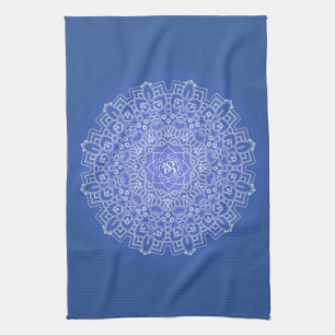 Elegant Blue Mandala mit OM Geschirrtuch