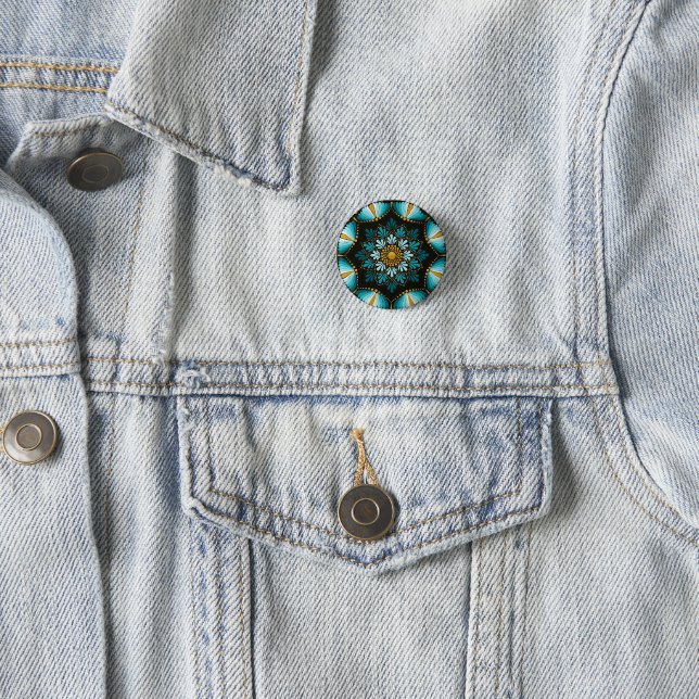 Elegant Blue Mandala | Sacred Geometry Boho | Zen Button (Beispiel)