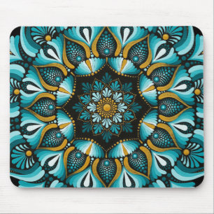 Elegant Blue Mandala   Sacred Geometry Boho   Zen Mousepad