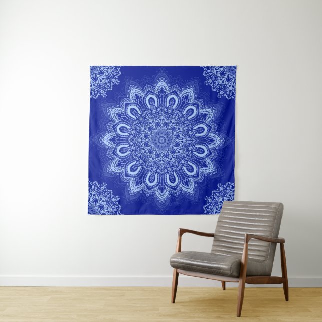 Elegant Blue Mandala Wandteppich (Beispiel)