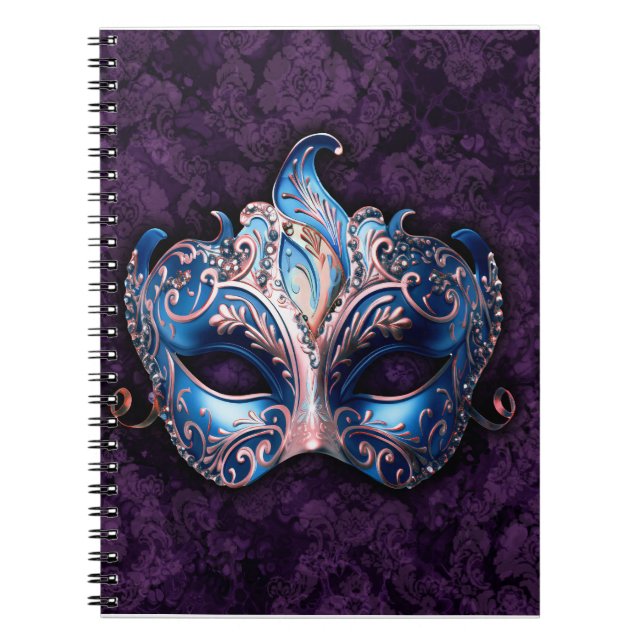 Elegant Blue Masquerade Mask Notizblock (Vorderseite)