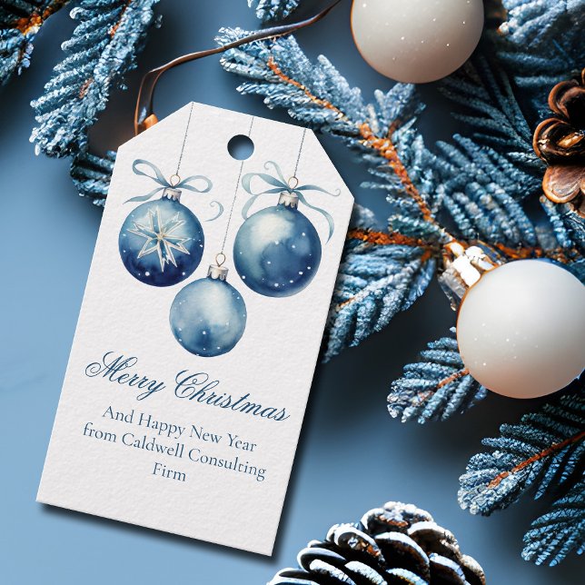 Elegant Blue Merry Christmas Ornaments Company Geschenkanhänger (Von Creator hochgeladen)