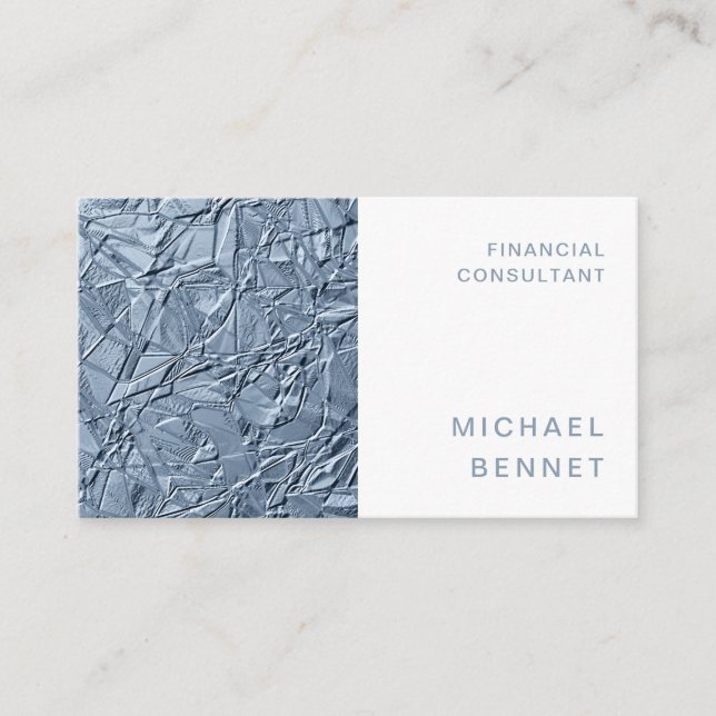 Elegant Blue Metallic Finance Consultant Visitenkarte (Vorderseite)