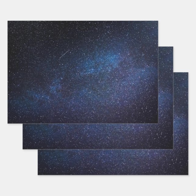 Elegant Blue Milkyway Galaxy Texture Geschenkpapier Set (Set)