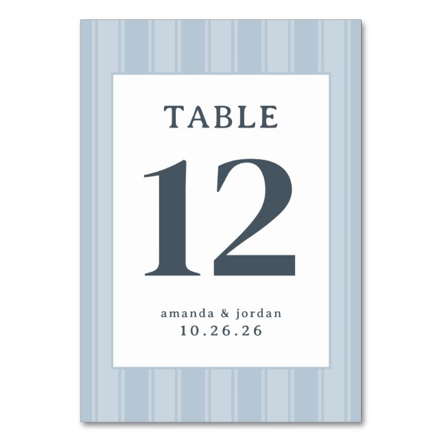 Elegant Blue Minimalist Table Sign Tischnummer (Vorderseite)