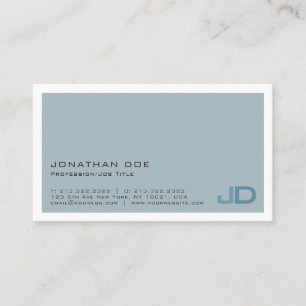 Elegant Blue Modern Monogram Beruflich Matte Visitenkarte
