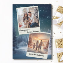 Elegant Blue Modern Two Foto Collage Weihnachten