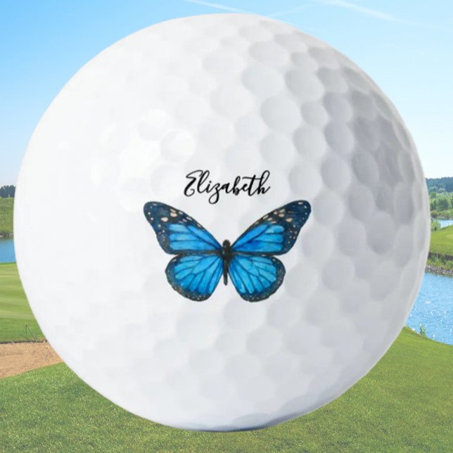 Elegant Blue Monarch Butterfly Personalisiert Lady Golfball (Von Creator hochgeladen)