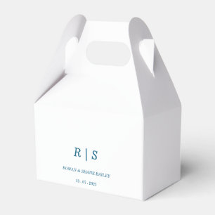 Elegant Blue Monogram Gastgeschenk Hochzeit Box Geschenkschachtel