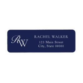 Elegant Blue Monogram Return Address