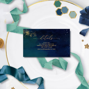 Elegant Blue, Navy Green Wedding Website /Details Begleitkarte