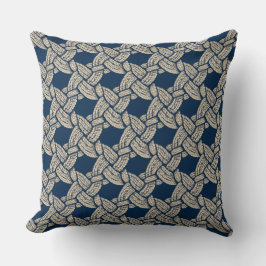 Elegant Blue Navy Knotwork Vintage Pattern Kissen