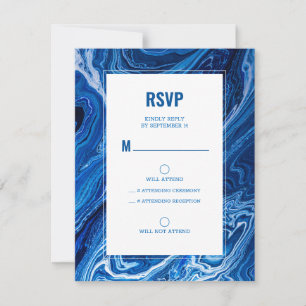 Elegant Blue Ocean Waves Bar Mitzvah RSVP Karte