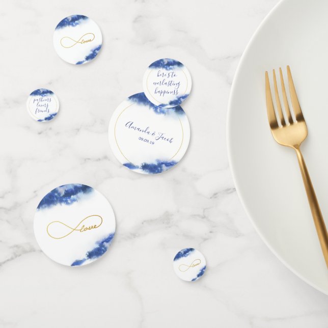 Elegant Blue Ombre Marble Gold Liebe Infinity Konfetti (Gruppe)