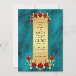 Elegant Blue Opulence Gold Luxus königliche Einlad Einladung