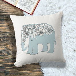 Elegant Blue Paisley Elephant Kissen