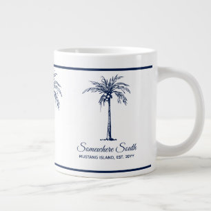 Elegant Blue Palm Tree Personalisiert Jumbo-Tasse