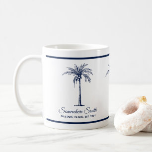 Elegant Blue Palm Tree Personalisiert Kaffeetasse