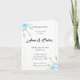 Elegant Blue Pansy Blume Hochzeit Einladung