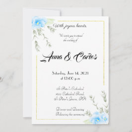 Elegant Blue Pansy Blume Hochzeit Invit Einladung