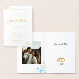 Elegant Blue Pansy Blume Wedding Folienkarte