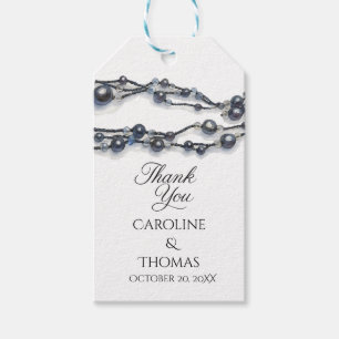 Elegant Blue Pearl Watercolor Moderne Hochzeit Geschenkanhänger