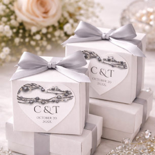 Elegant Blue Pearl Watercolor Moderne Hochzeit Herz-Aufkleber