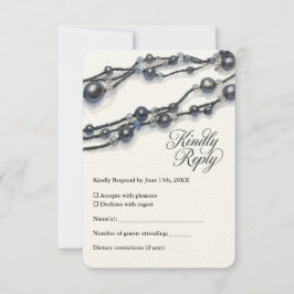 Elegant Blue Pearl Watercolor Moderne Hochzeit RSVP Karte