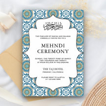 Elegant Blue Persian Mosaic Islamic Mehndi