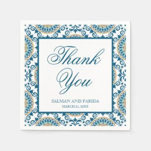 Elegant Blue Persian Mosaic Wedding Serviette
