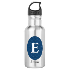 Elegant Blue Personalisiert Monogram Edelstahlflasche