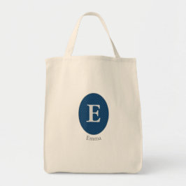 Elegant Blue Personalisiert Monogram Tragetasche