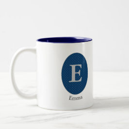 Elegant Blue Personalisiert Monogram Zweifarbige Tasse