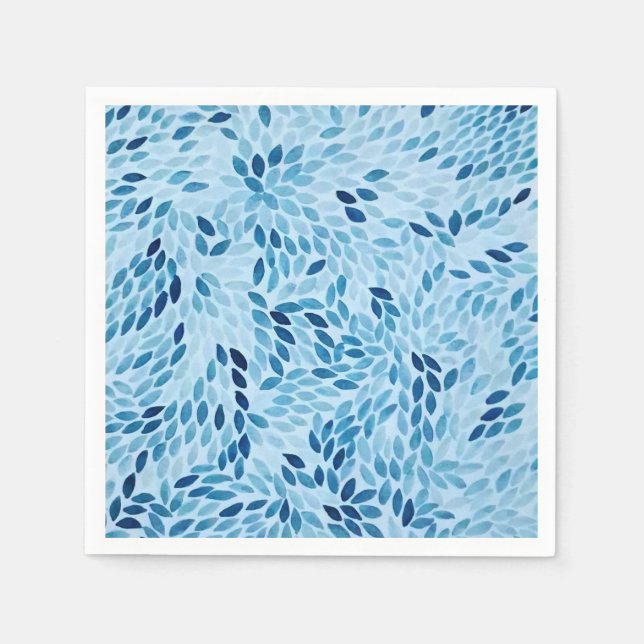 ​Elegant Blue Petals Watercolor Floral Paper Serviette (Vorderseite)