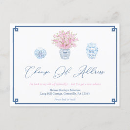 Elegant Blue Pink Scheidung Änderung der Adresse Ankündigungspostkarte