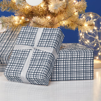 Elegant Blue Plaid Pattern Geschenkpapier
