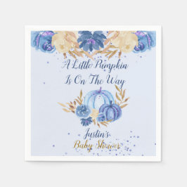 Elegant Blue Pumpkin Baby Shower Serviette