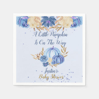 Elegant Blue Pumpkin Baby Shower Serviette
