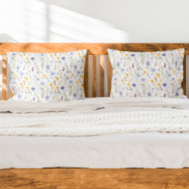 Elegant Blue Purple Watercolor Wildflower Kissenbezug