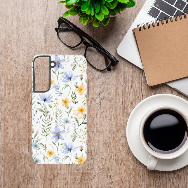 Elegant Blue Purple Watercolor Wildflower  Samsung Galaxy Hülle (Von Creator hochgeladen)