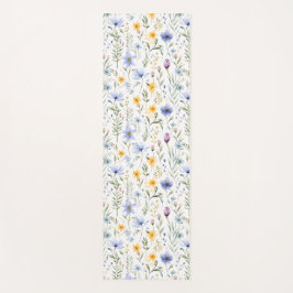 Elegant Blue Purple Watercolor Wildflower Yogamatte