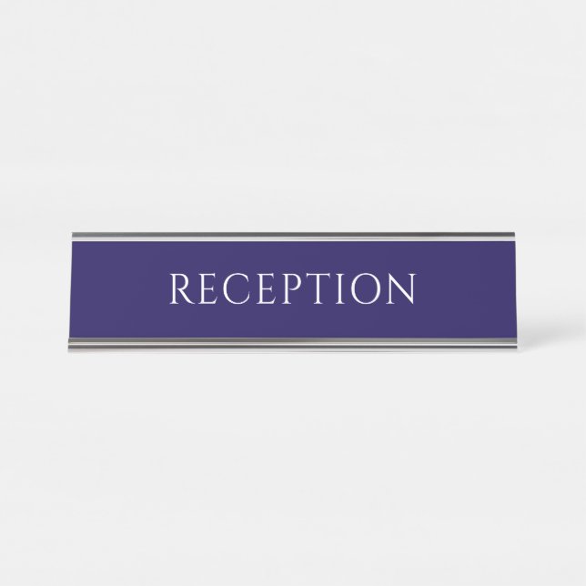 Elegant Blue Reception Desk Name Plate Schreibtischnamensplakette (Vorderseite )